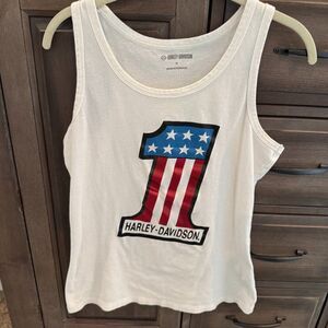 Harley-Davidson Women’s Patriotic USA Flag Tank Top Biker Graphic Tank Medium